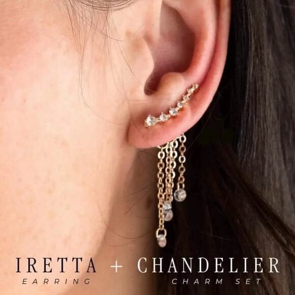 New Plunder "Iretta & Chandelier" Ear Crawler and Charm Earrings - Picture 1 of 8